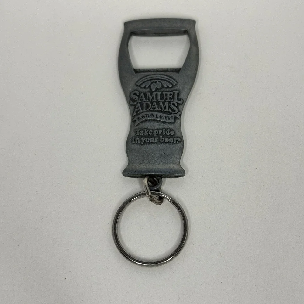 Samuel Adams Boston Lager‎ Bottle Opener Keychain Vintage Pewter Tone Barware